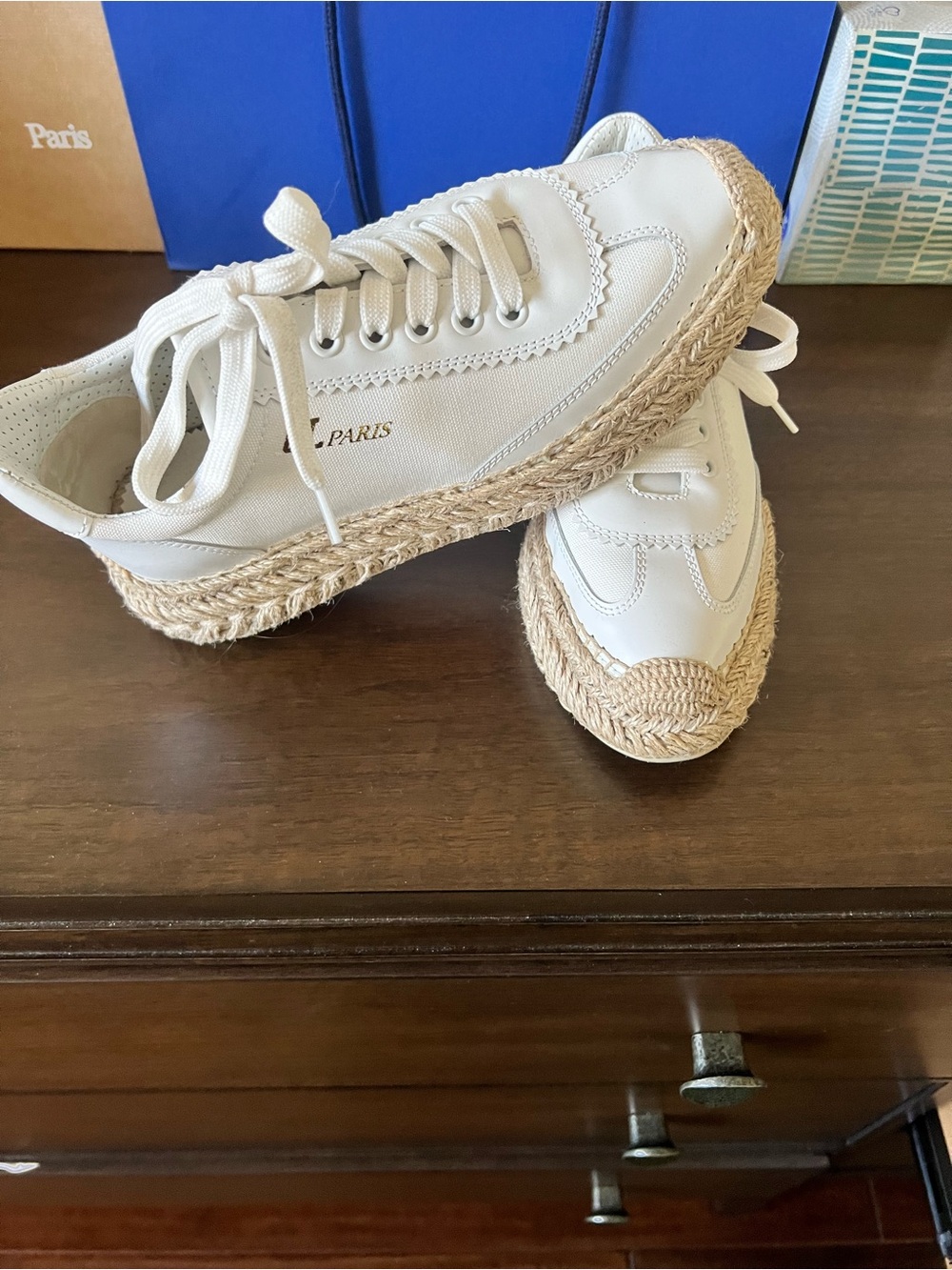 Christian Louboutin White Espadrille-Style Sneakers